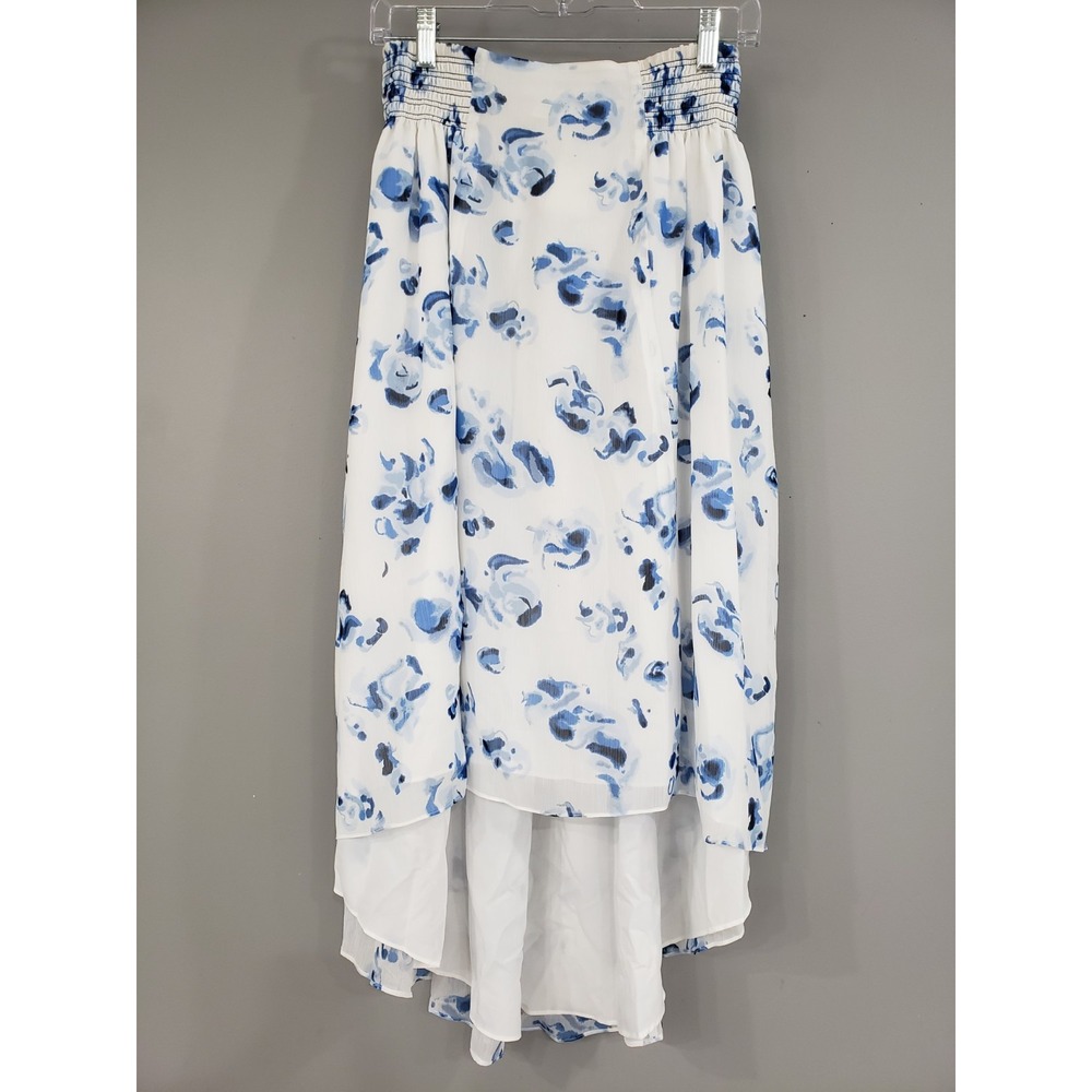 NEW Club Monaco WHITE BLUE FLORAL COQUETTE DAINTY ROMANTIC SKIRT CRUISE DINNER